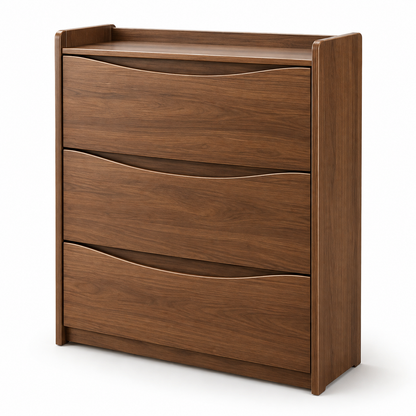 Walnut-Tone Wave Front Shoe Cabinet