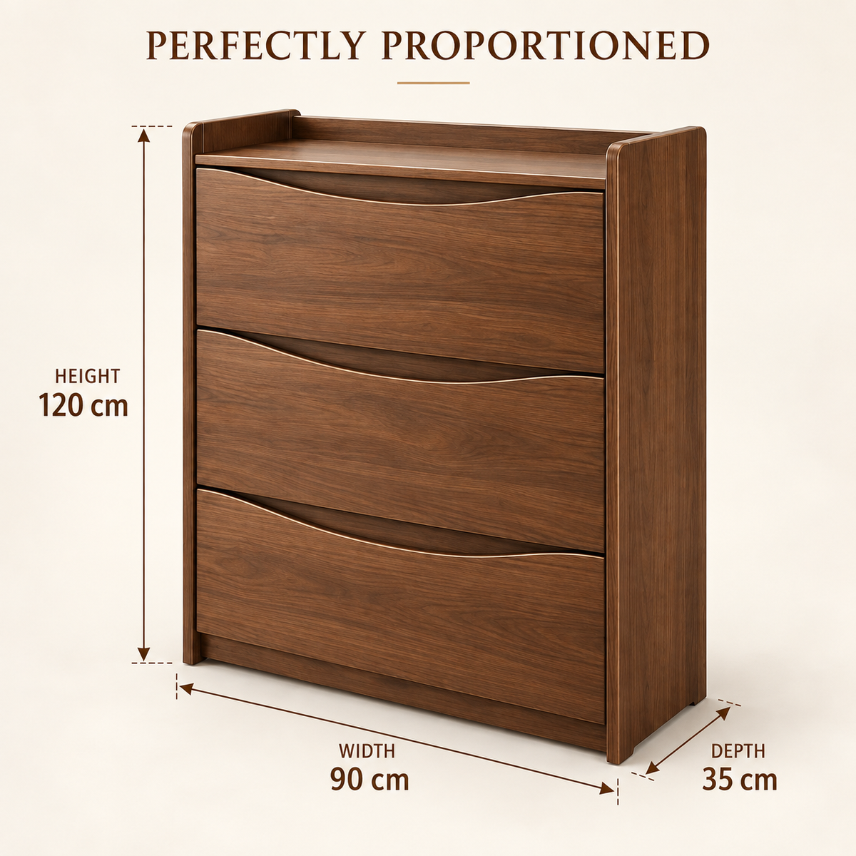 Walnut-Tone Wave Front Shoe Cabinet