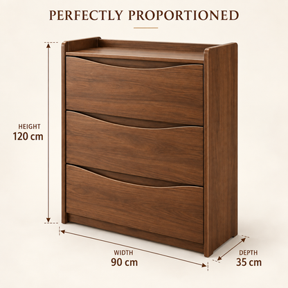 Walnut-Tone Wave Front Shoe Cabinet