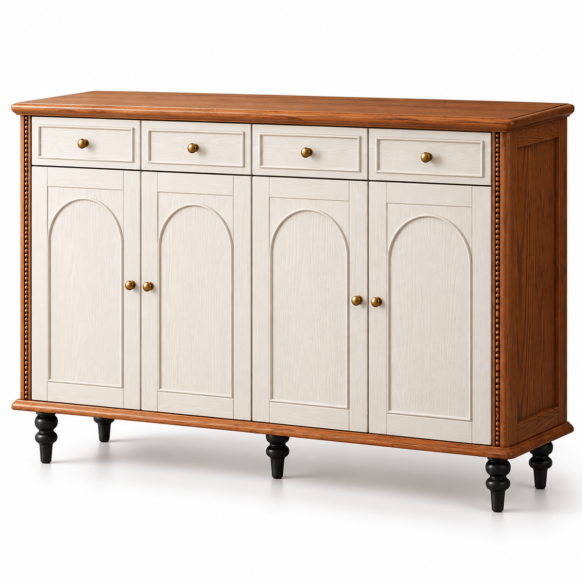 Classic Cream & Walnut Tone Shoe Cabinet