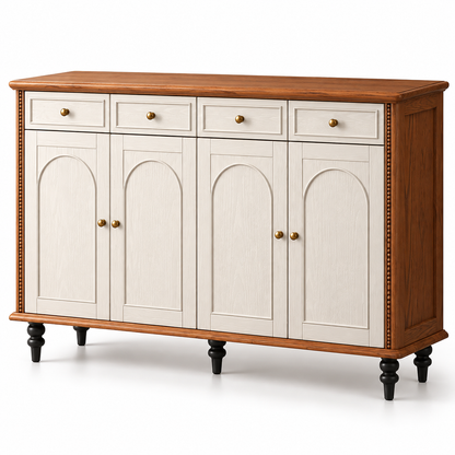 Classic Cream & Walnut Tone Shoe Cabinet