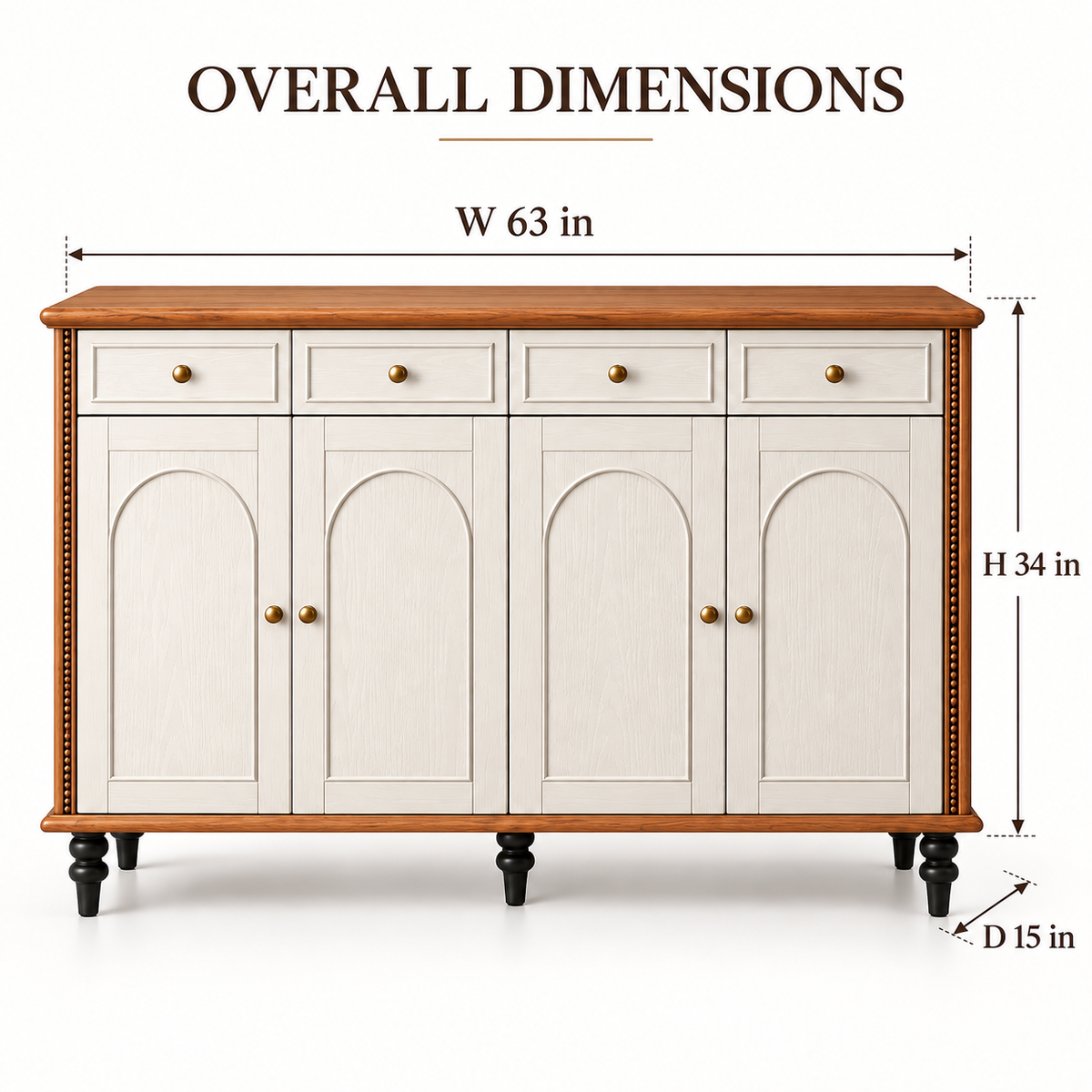 Classic Cream & Walnut Tone Shoe Cabinet