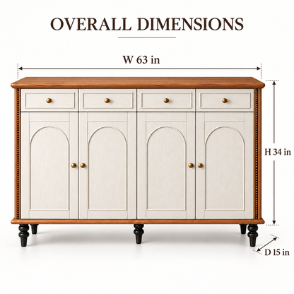 Classic Cream & Walnut Tone Shoe Cabinet
