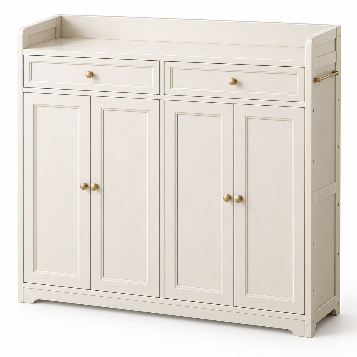 Cream Framed Door Shoe Cabinet with Drawers